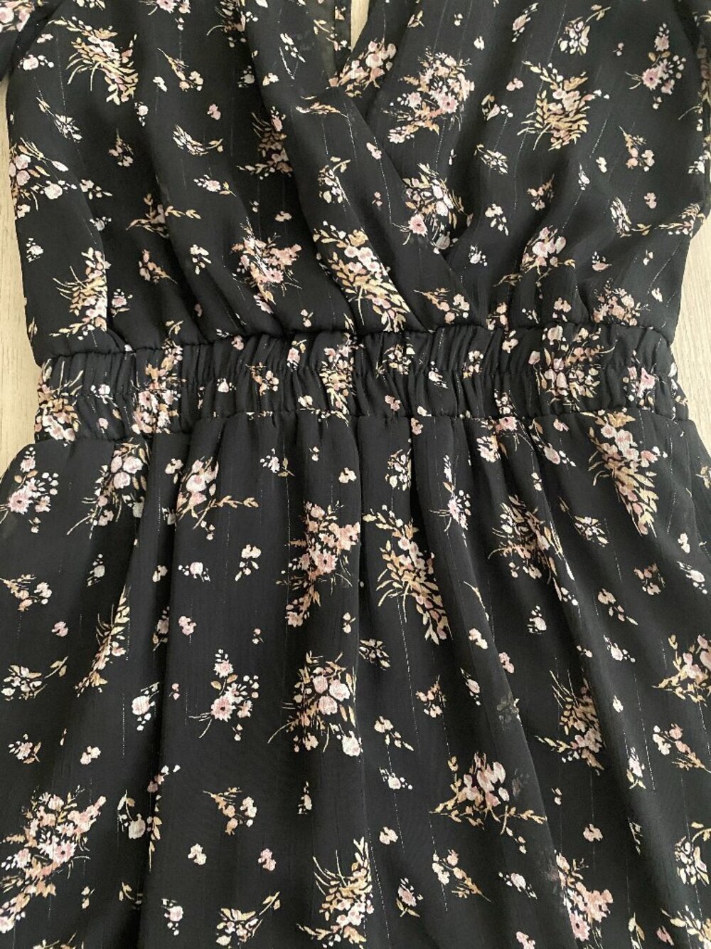 Trixxi Floral Mini Dress XXS | Sheer Sleeve V-Neck Fit & Flare Boho Romantic - Picture 6 of 8